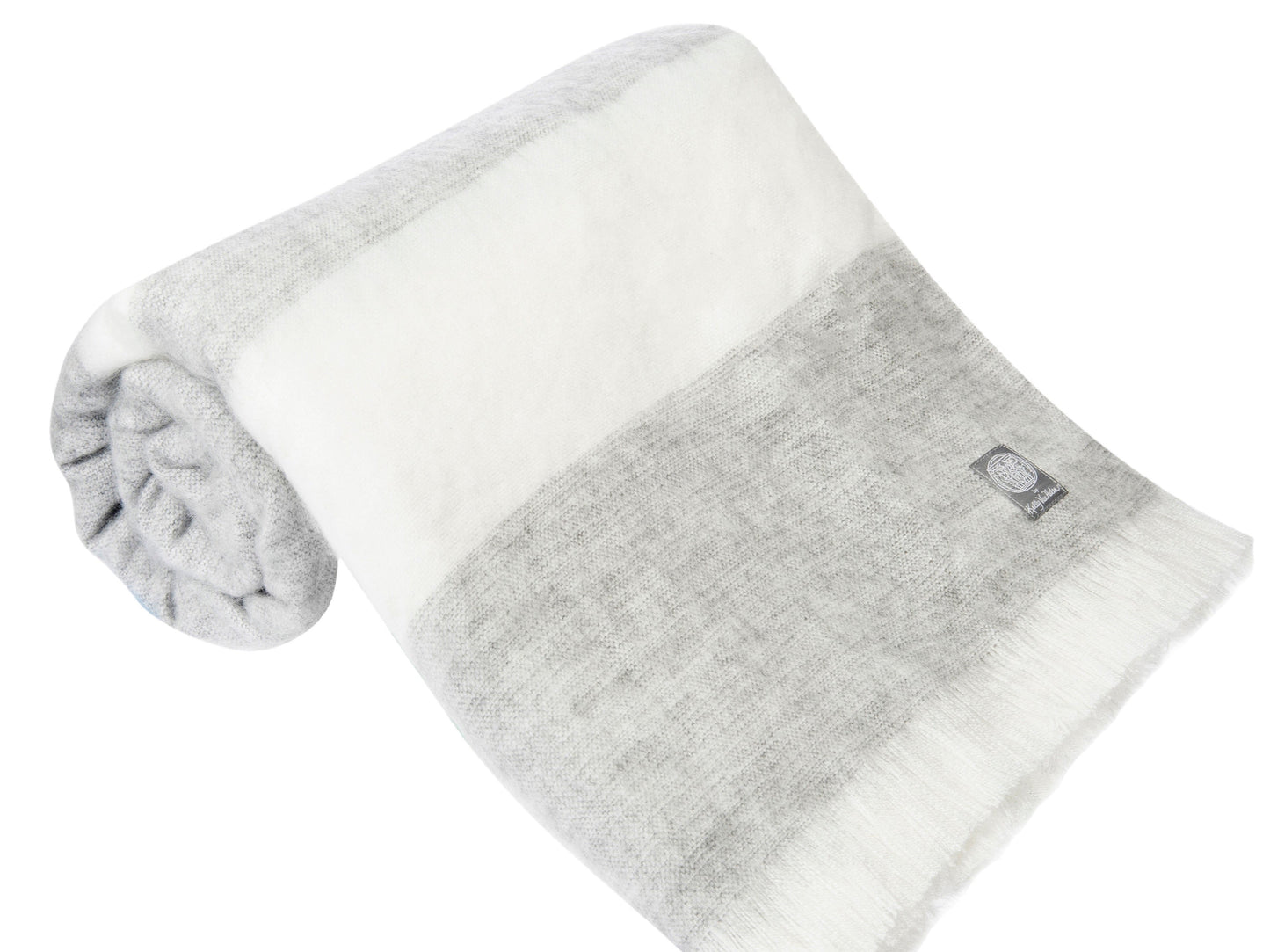 Alpaca Luxe Oversized Blanket in Dove Grey & Ivory