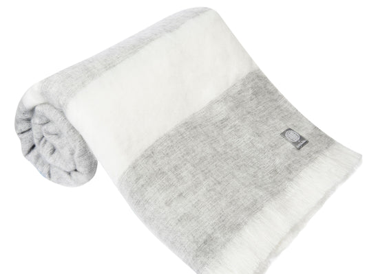 Alpaca Luxe Oversized Blanket in Dove Grey & Ivory