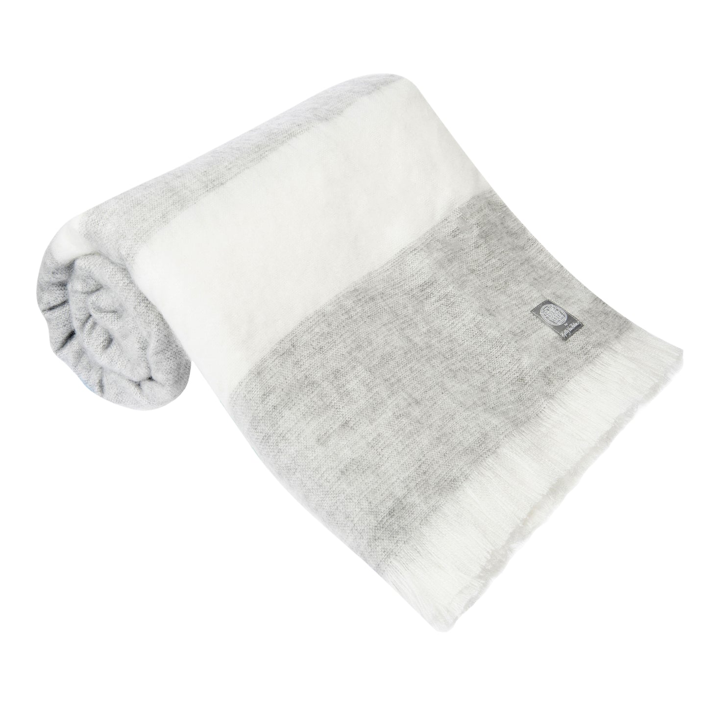 Alpaca Luxe Oversized Blanket in Dove Grey & Ivory