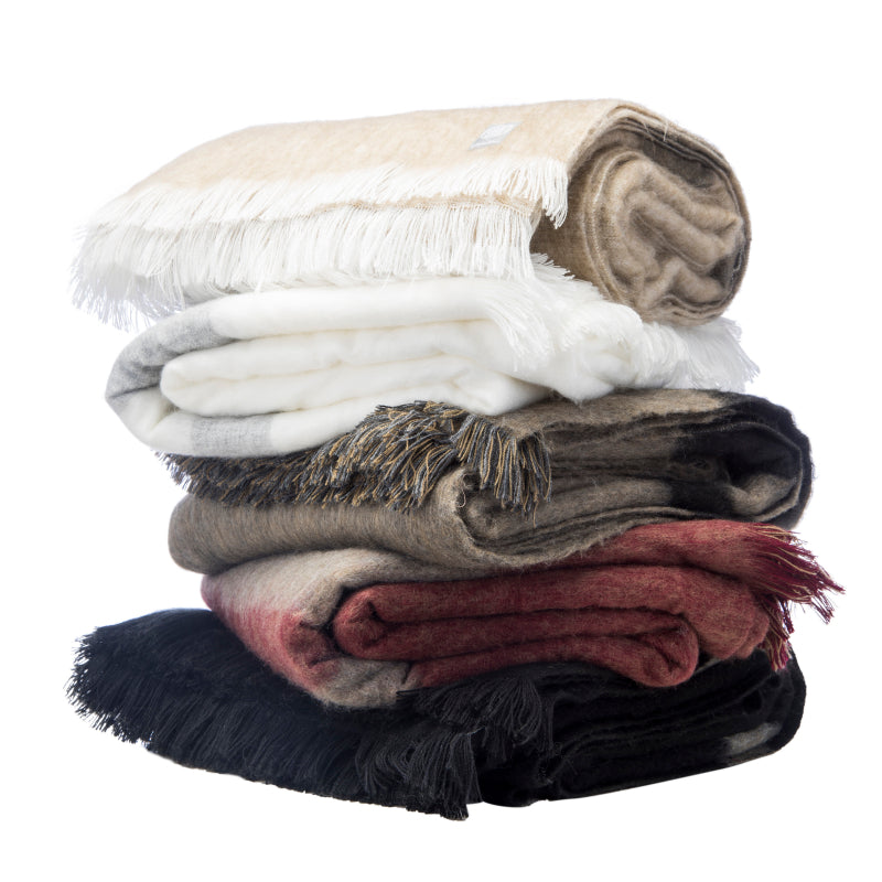 Alpaca Luxe Oversized Blanket in Black & Taupe