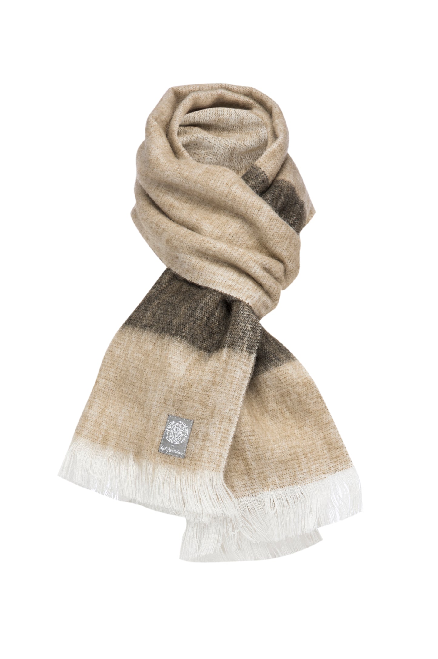 Alpaca Fringed Scarf in Oatmeal/Taupe
