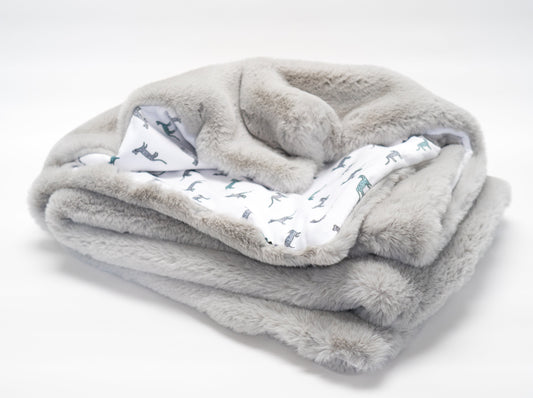 Dove Grey Plush Faux Fur Multi-Purpose Play Mat/Blanket