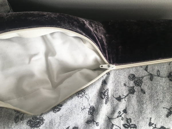 Heather Grey Cashmere Blend Pillow Shams With Plum Velvet Reverse - (Pair)