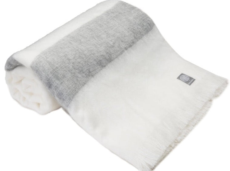 Alpaca Luxe Oversized Blanket in Ivory & Dove Grey
