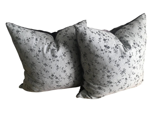 Heather Grey Cashmere Blend Pillow Shams With Plum Velvet Reverse - (Pair)